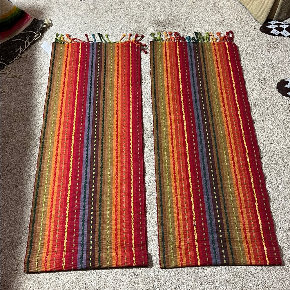 Pair of Pier 1 Multicolor Striped Tablerunners